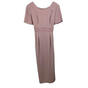 Che Studio Mauve Embellished Midi Dress w/Beaded Waist Womens Size 8